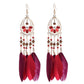 Long Bohemian Style Hanging Drop Leaf Colorful Feather Earrings - the jewellery house