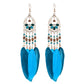 Long Bohemian Style Hanging Drop Leaf Colorful Feather Earrings - the jewellery house