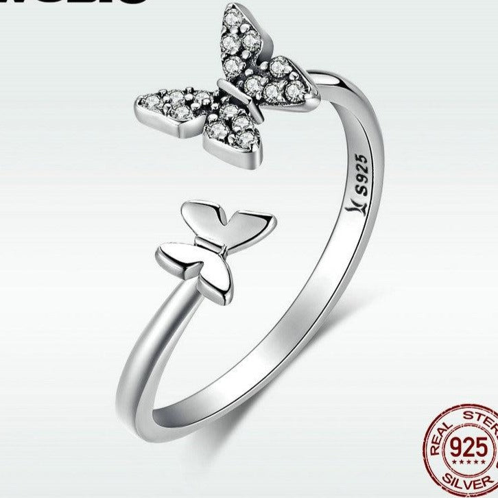 Sterling Silver Butterflies Dancing Elegant Rings - The Jewellery House