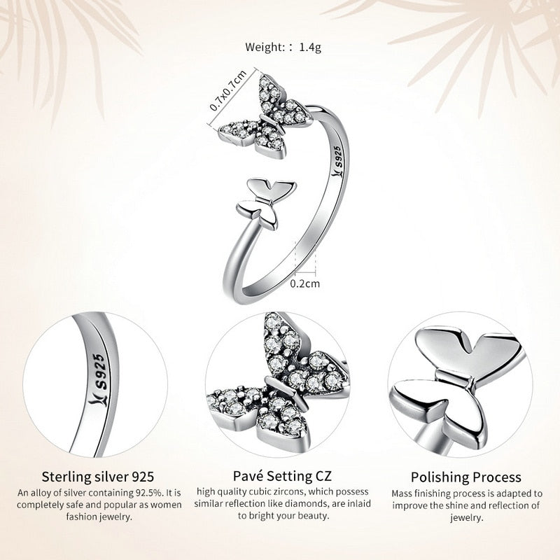 Sterling Silver Butterflies Dancing Elegant Rings - The Jewellery House