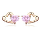 Silver Double Shape CZ  Romantic Pink Heart Stud Earrings - The Jewellery House