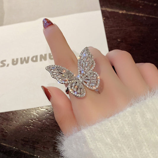 high-grade copper inlaid butterfly zircon stone ring - The Jewellery House