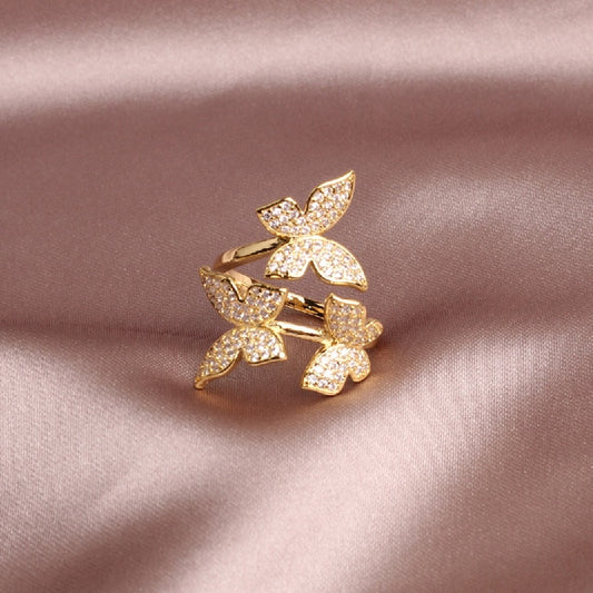 high-grade copper inlaid butterfly zircon stone ring - The Jewellery House