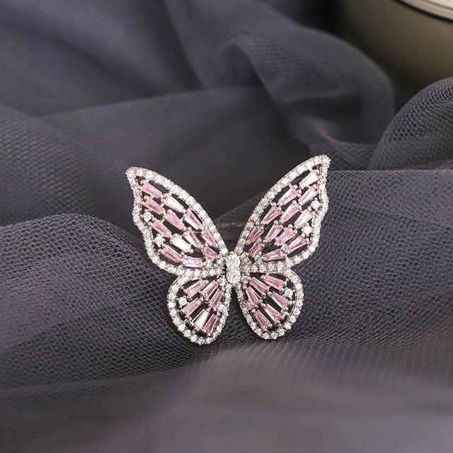 high-grade copper inlaid butterfly zircon stone ring - The Jewellery House