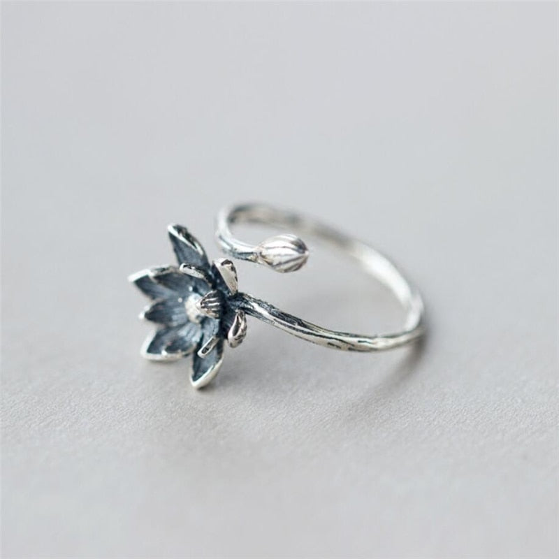 Wild Personality Silver Lotus Rings - The Jewellery House