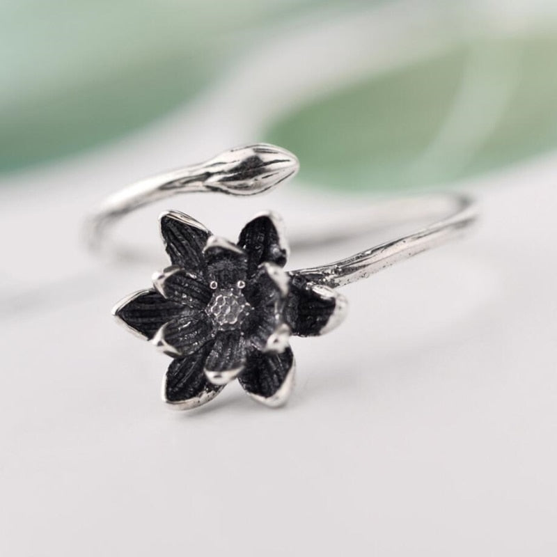 Wild Personality Silver Lotus Rings - The Jewellery House