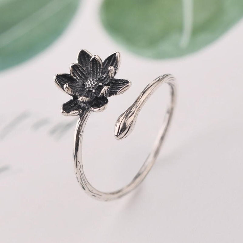 Wild Personality Silver Lotus Rings - The Jewellery House