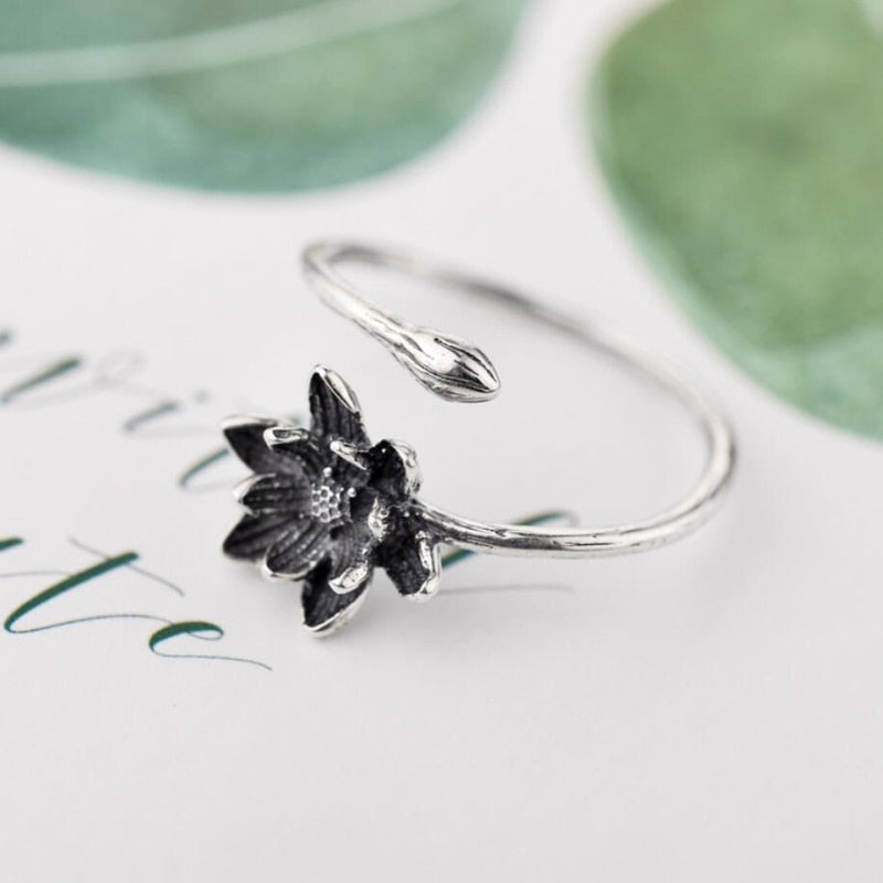 Wild Personality Silver Lotus Rings - The Jewellery House