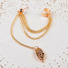 1 pcs Personality Metal Ear Clip Leaf Trendy Tassel Earrings - The Jewellery House