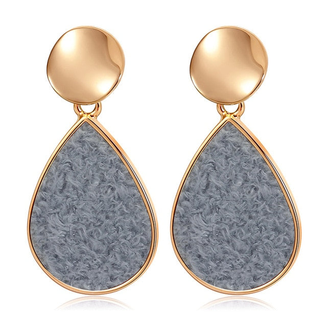 Shell Fluff Dangle Drop Korean Gold Earrings - The Jewellery House