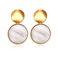 Shell Fluff Dangle Drop Korean Gold Earrings - The Jewellery House