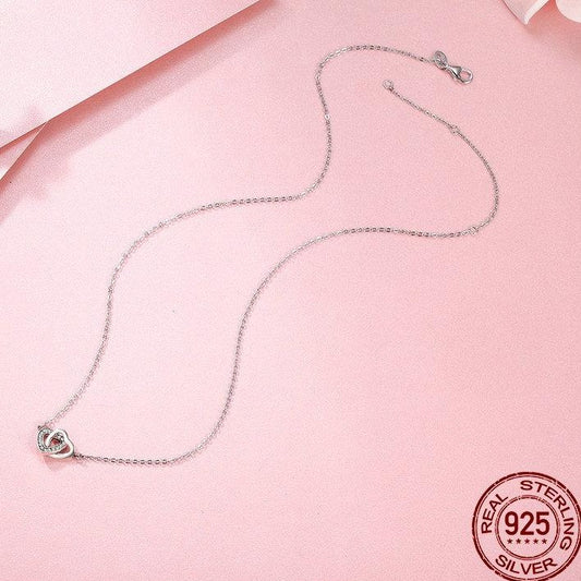Connected Double Heart Silver Necklace - The Jewellery House