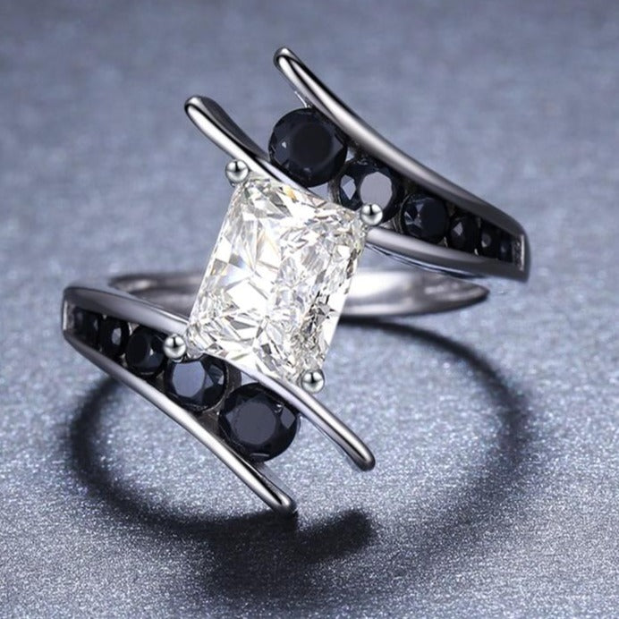 Row Black Silver Wedding Rings - The Jewellery House