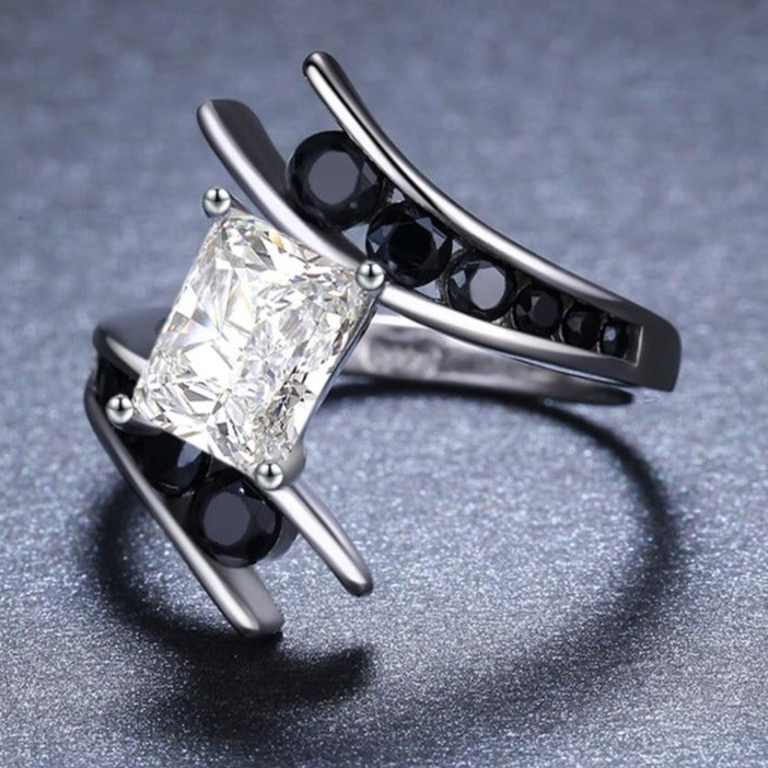 Row Black Silver Wedding Rings - The Jewellery House