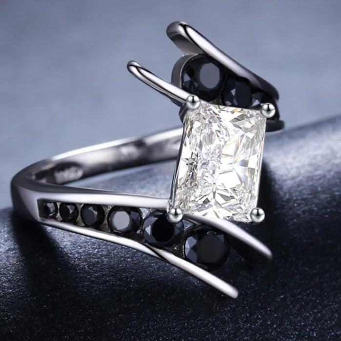 Row Black Silver Wedding Rings - The Jewellery House