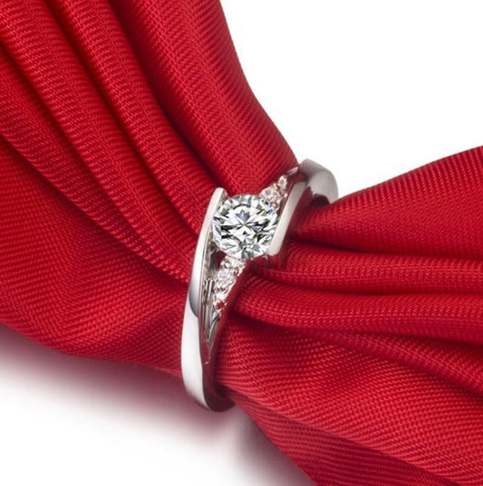 Elegant Silver Bridal Diamond Ring - the jewellery house