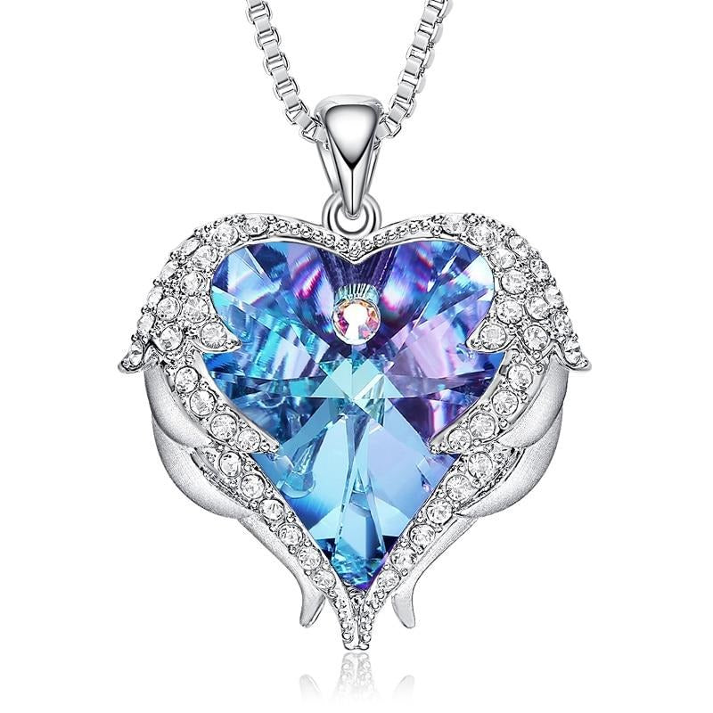 Angel Heart Swarovski Crystals Pendant  Necklace - the jewellery house