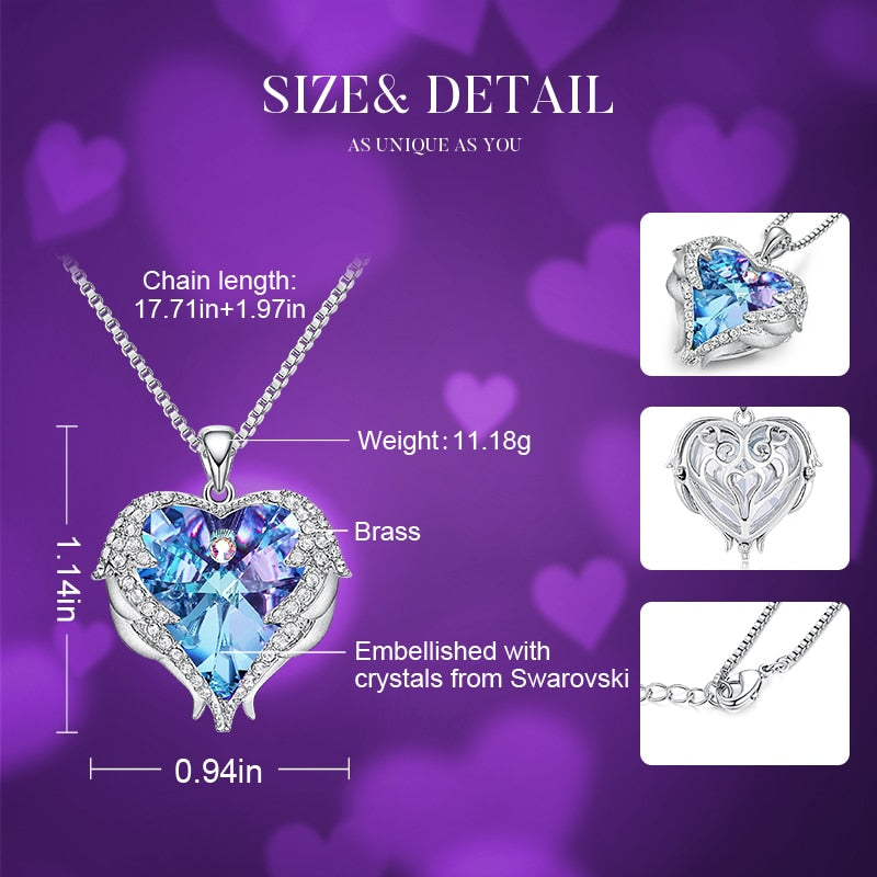 Angel Heart Swarovski Crystals Pendant  Necklace - the jewellery house