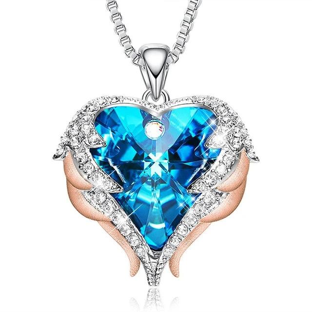 Angel Heart Swarovski Crystals Pendant  Necklace - the jewellery house