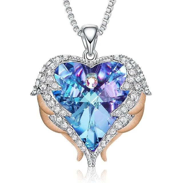 Angel Heart Swarovski Crystals Pendant  Necklace - the jewellery house