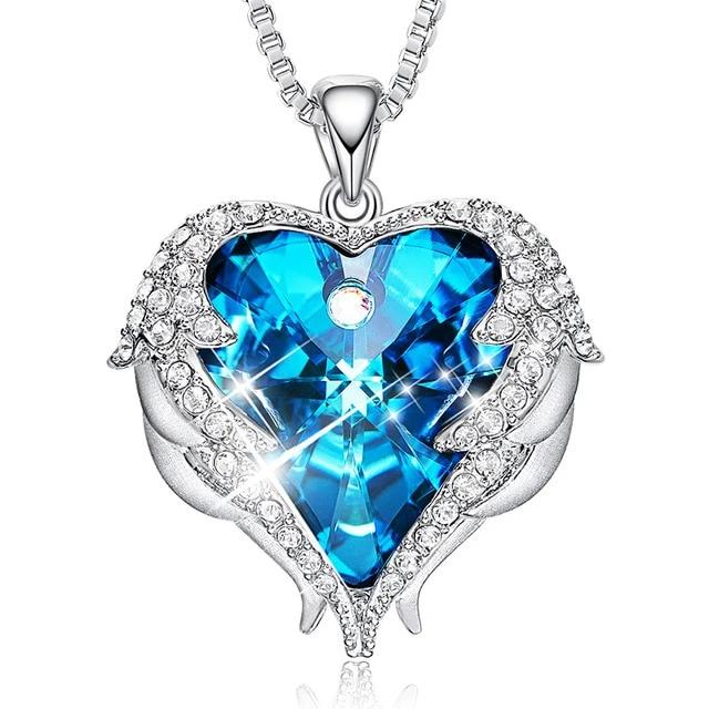 Angel Heart Swarovski Crystals Pendant  Necklace - the jewellery house