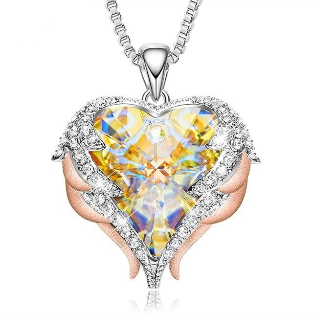 Angel Heart Swarovski Crystals Pendant  Necklace - the jewellery house