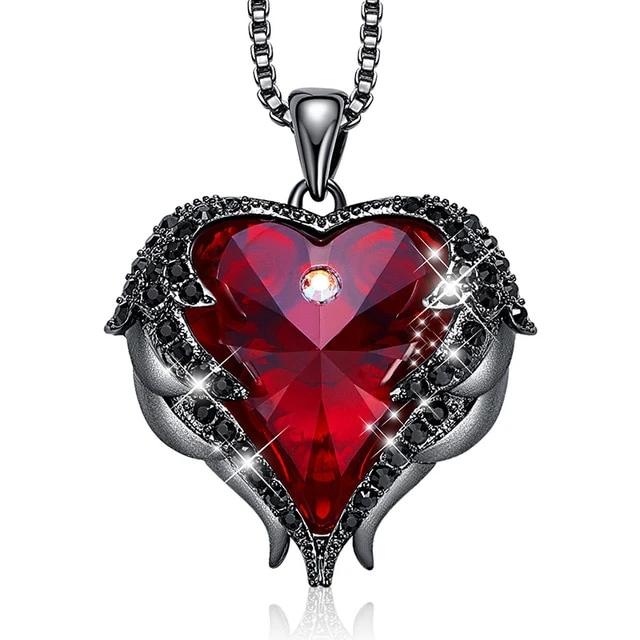 Angel Heart Swarovski Crystals Pendant  Necklace - the jewellery house