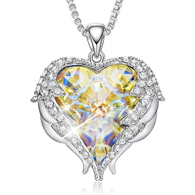 Angel Heart Swarovski Crystals Pendant  Necklace - the jewellery house