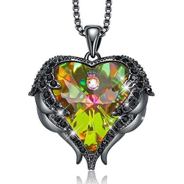 Angel Heart Swarovski Crystals Pendant  Necklace - the jewellery house