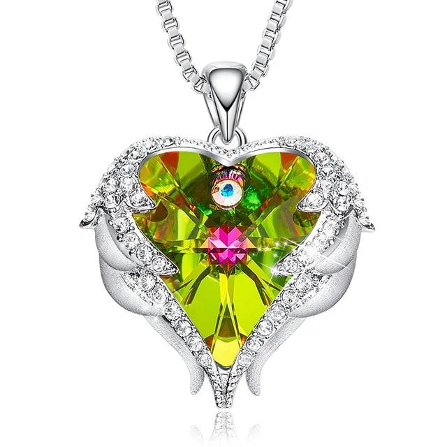 Angel Heart Swarovski Crystals Pendant  Necklace - the jewellery house