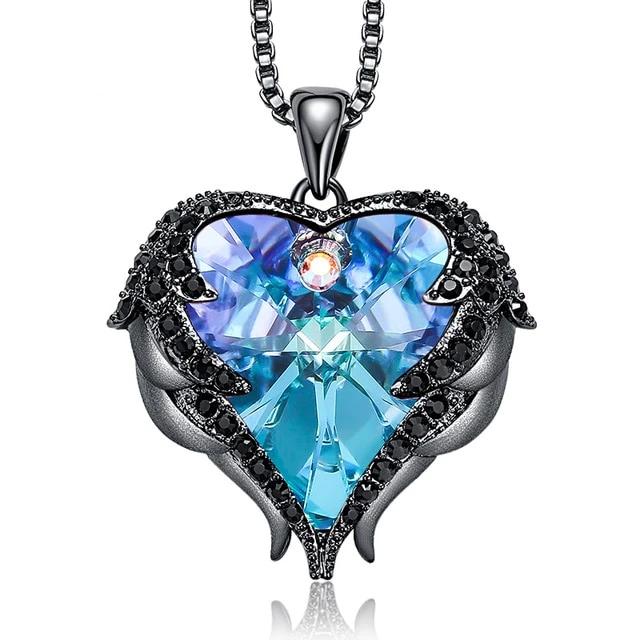 Angel Heart Swarovski Crystals Pendant  Necklace - the jewellery house