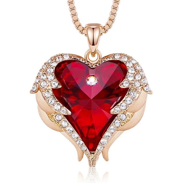 Angel Heart Swarovski Crystals Pendant  Necklace - the jewellery house