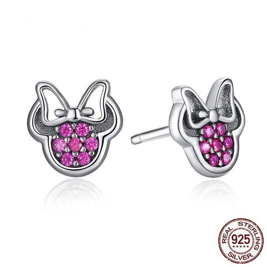 Silver Mouse Sparkling Stud Earrings -The Jewellery House