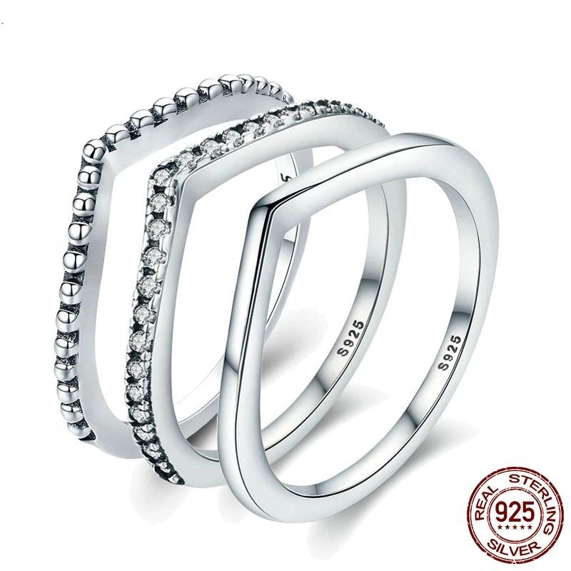 Shimmering Stackable Ring Set Silver - the jewellery house