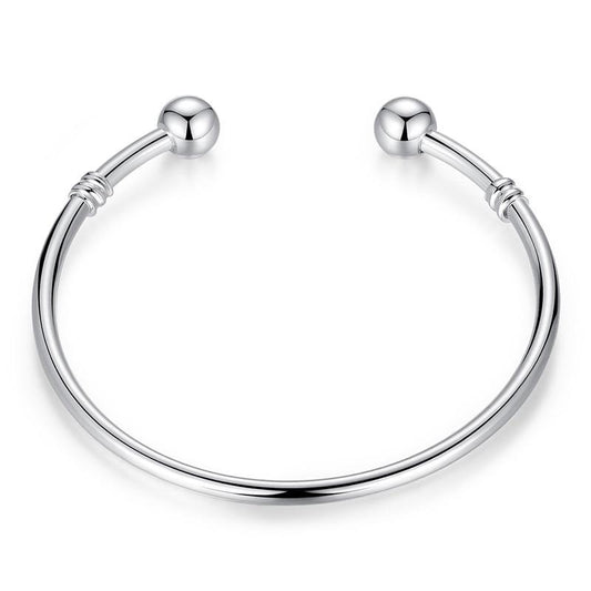 Silver color European Charm Bangle Bracelet  -The Jewellery House