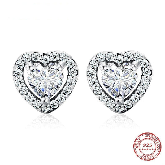 Silver Framed Heart Stud Earrings - the jewellery house