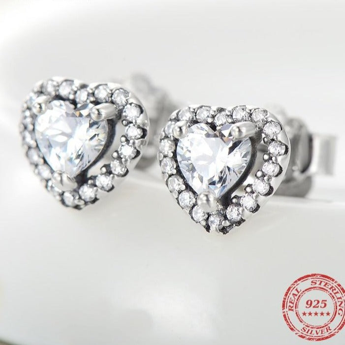 Silver Framed Heart Stud Earrings - the jewellery house