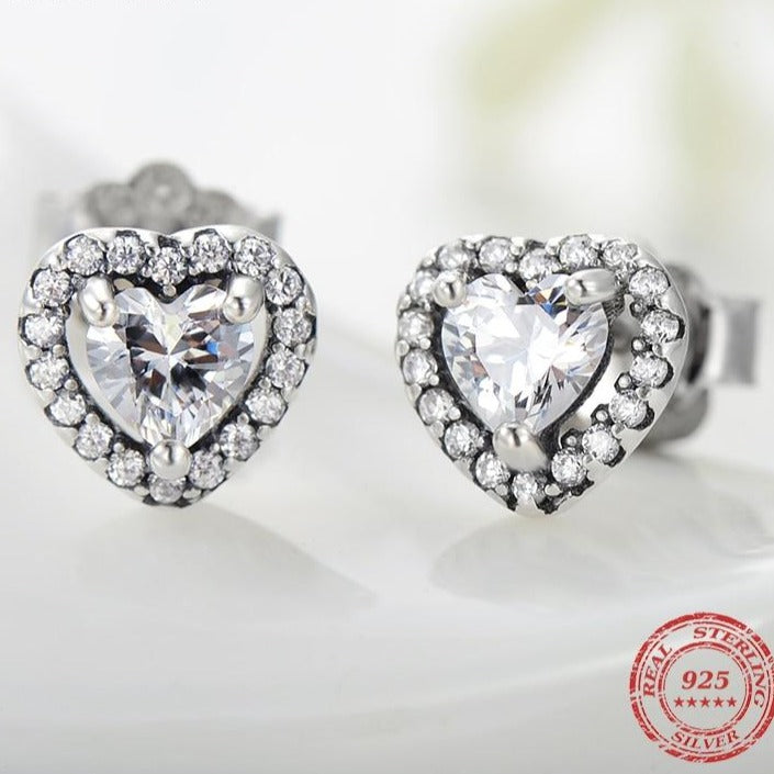 Silver Framed Heart Stud Earrings - the jewellery house