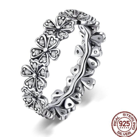 Daisy Floral Pure Silver Wedding Rings - The Jewellery Shop