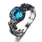 Black Gun Plated Natural Crystal Charm Birthstone Rings - The Jewellery House