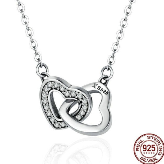  Connected Double Heart Silver Necklace - The Jewellery House