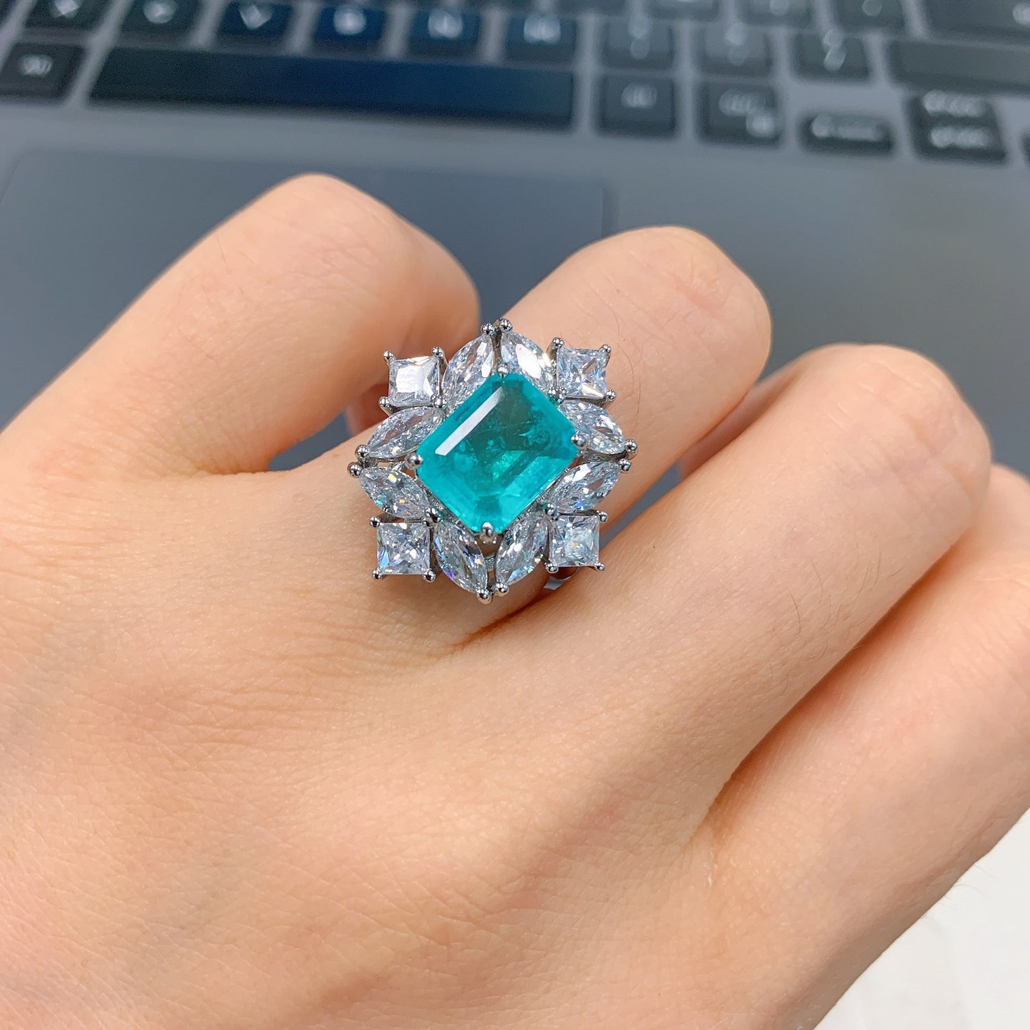 Silver Paraiba Tourmaline Wedding Ring - The Jewellery House