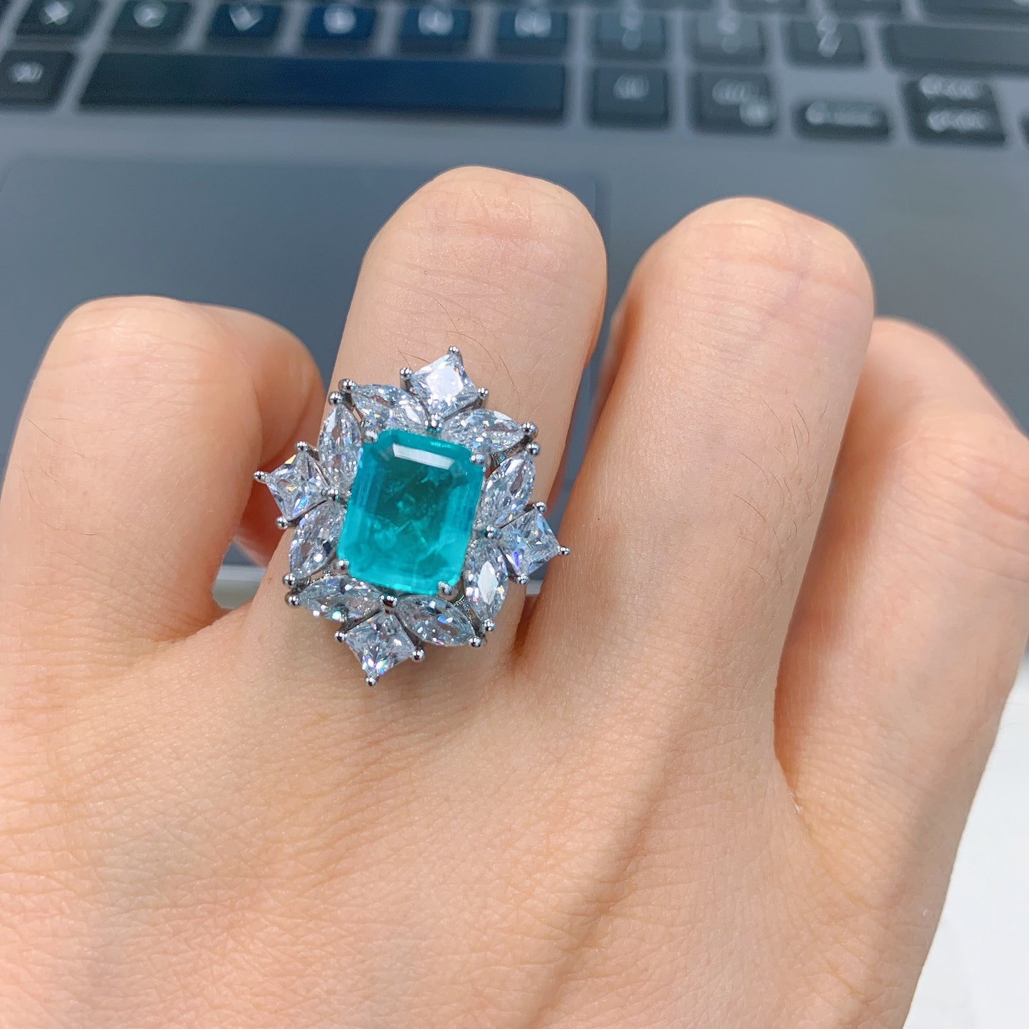 Silver Paraiba Tourmaline Wedding Ring - The Jewellery House