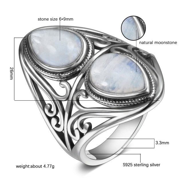 Moonstone Silver Rings Jewelry  - the jewellery house