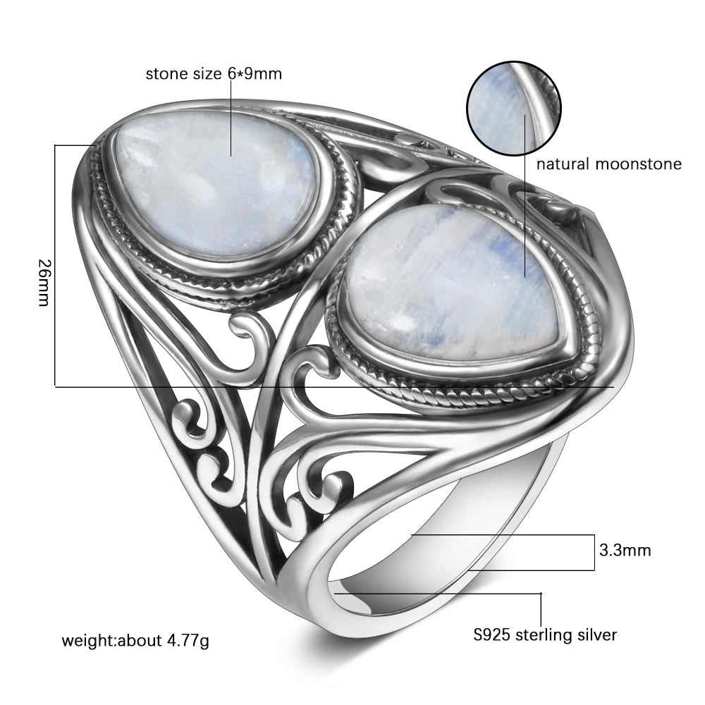 Moonstone Silver Rings Jewelry  - the jewellery house