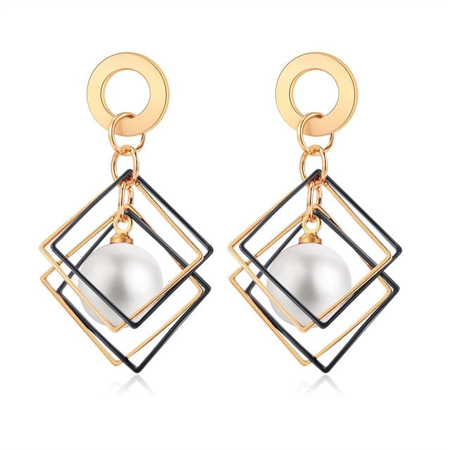 Shell Fluff Dangle Drop Korean Gold Earrings - The Jewellery House