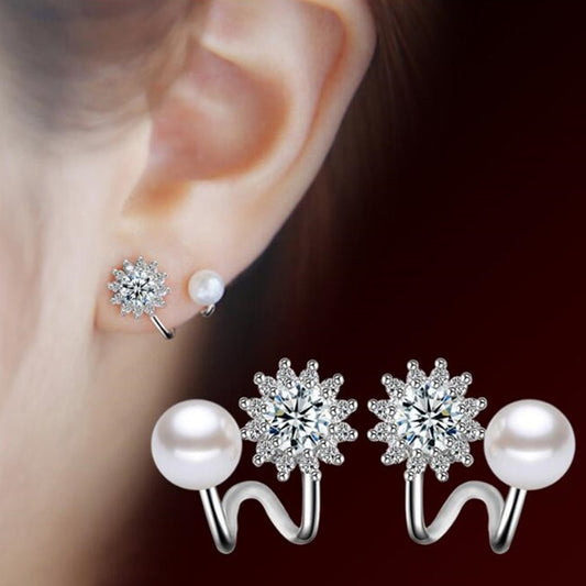 silver pearl Jewelry Simulated star earrings -The Jewellery House