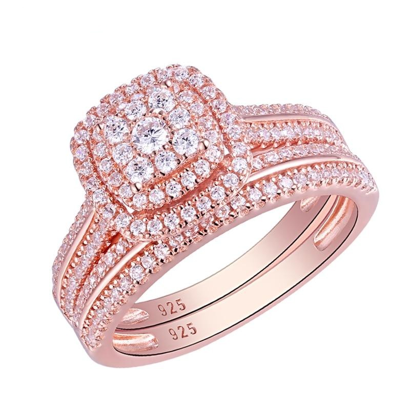 Zircon Rose Wedding Ring set - the jewellery house