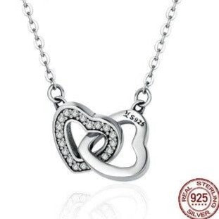  Connected Double Heart Silver Necklace - The Jewellery House