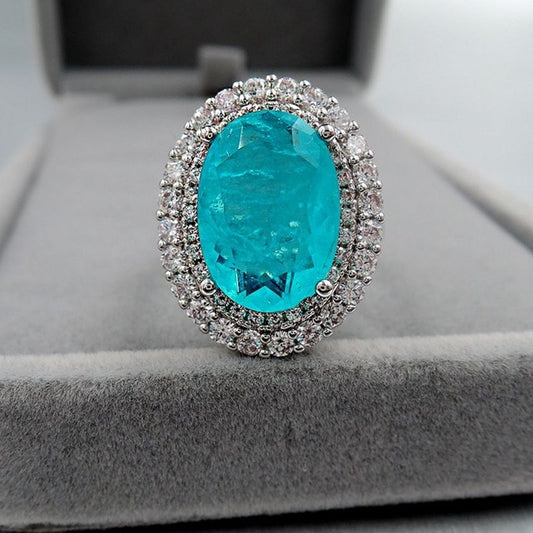 Silver Paraiba Tourmaline Engagement Ring - The Jewellery House